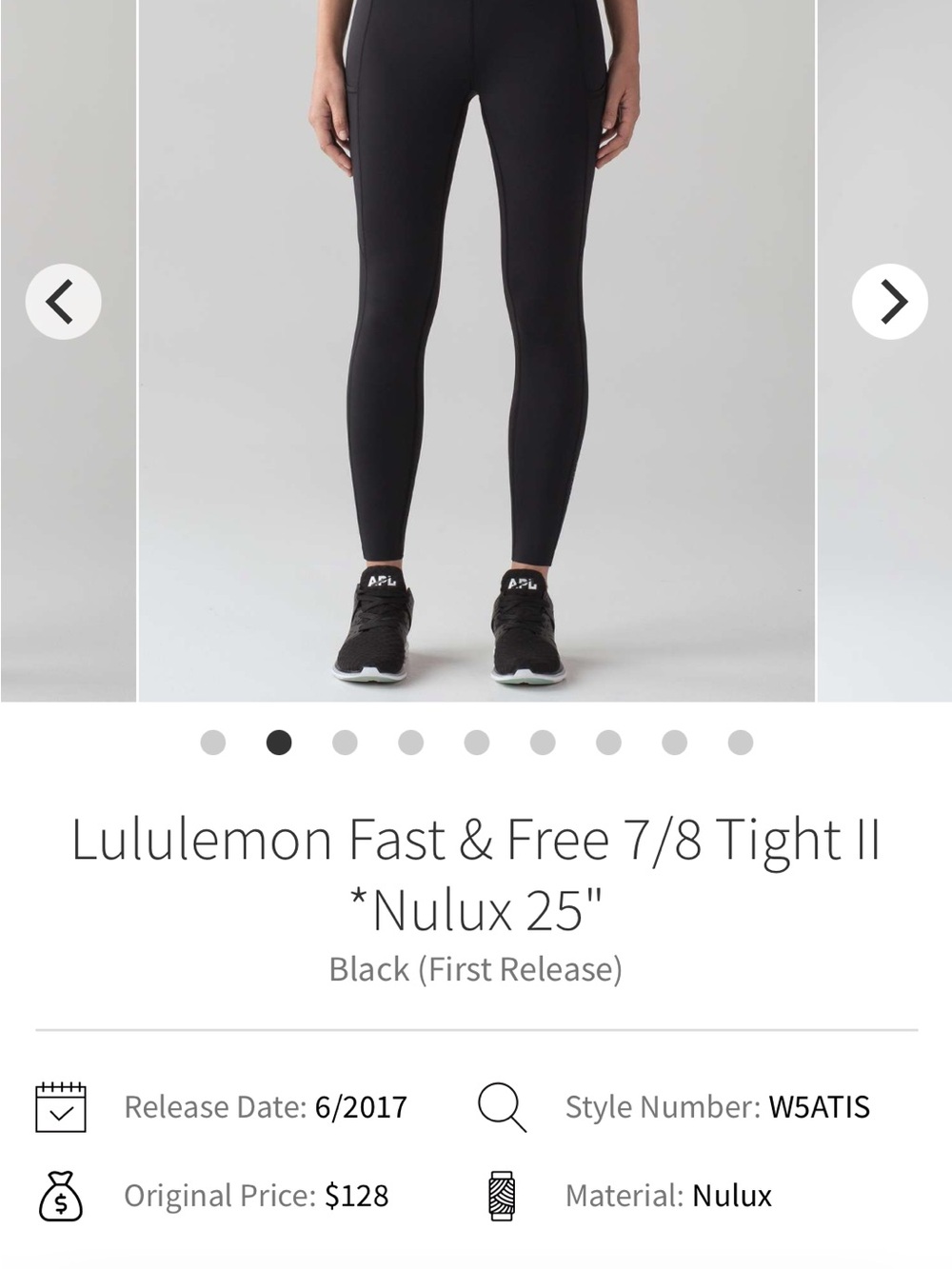 lululemon athletica Fast & Free 7/8 Tight II - Black W5ATIS